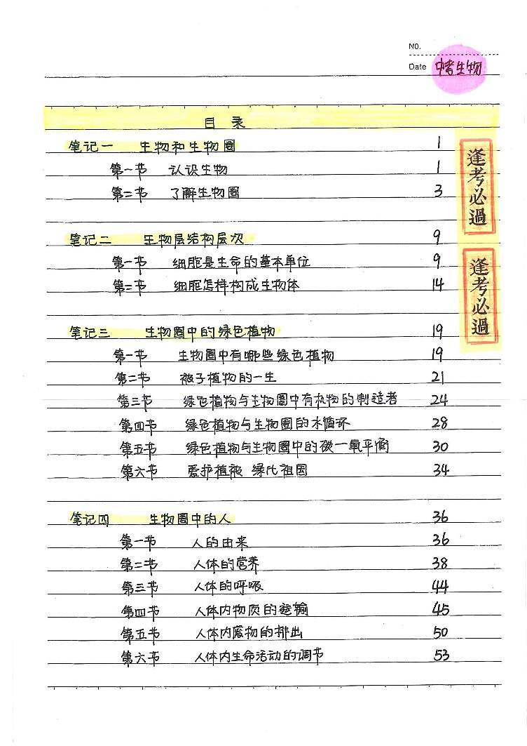 2023中考生物状元笔记学案第3页
