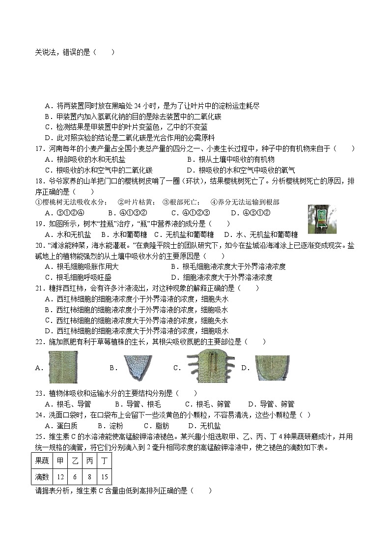 【开学摸底考】七年级生物（苏科版）-2023-2024学年初中下学期开学摸底考试卷.zip03