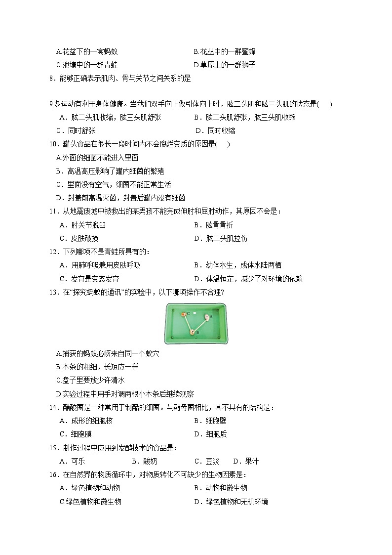 【开学摸底考】八年级生物（四川专用）-2023-2024学年初中下学期开学摸底考试卷.zip02