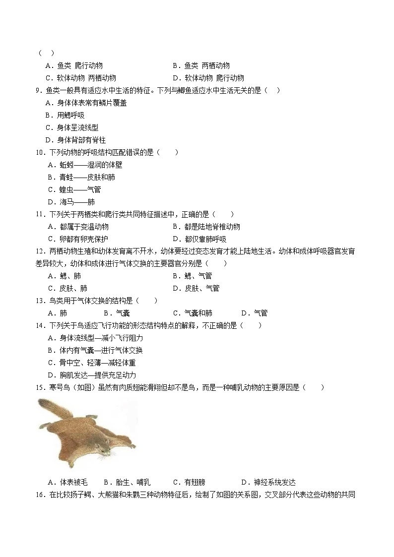 八年级生物开学摸底考（广州专用）（试卷版）第2页