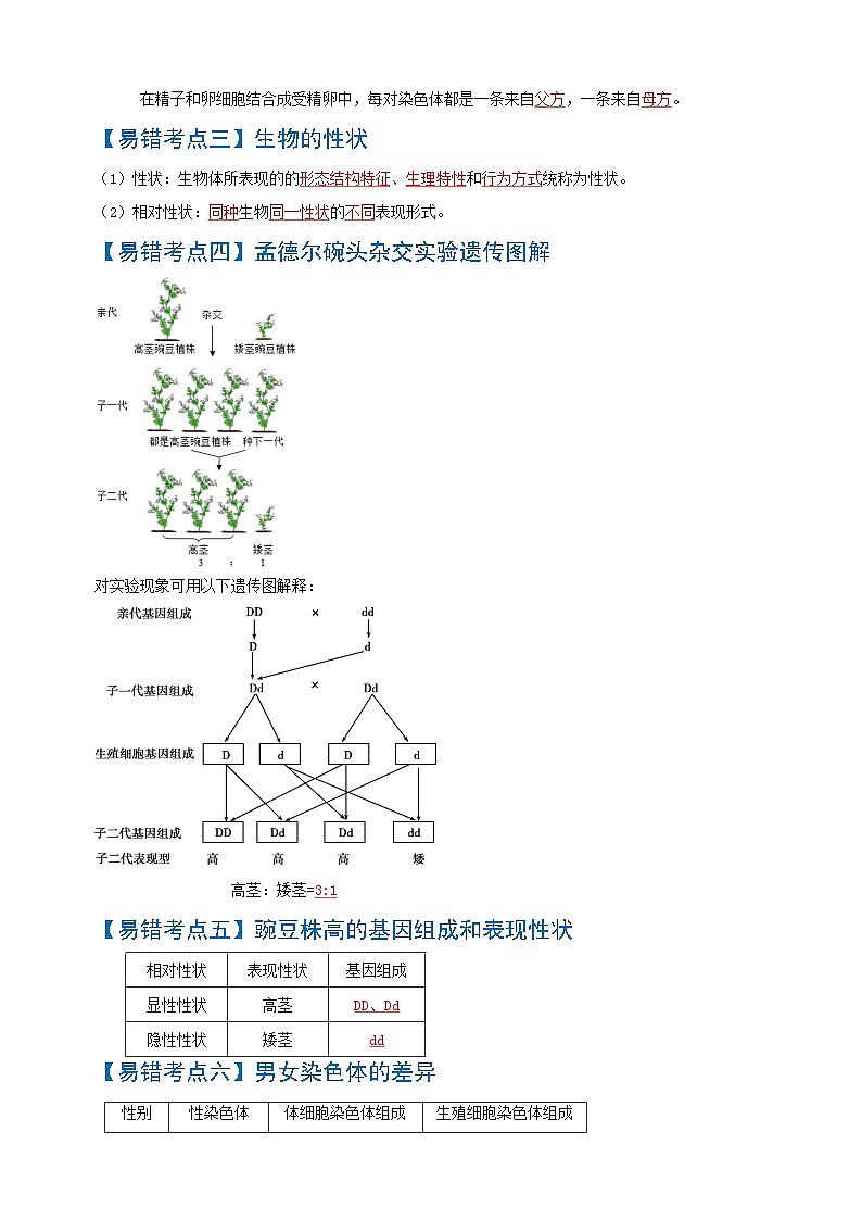 易错点08  生物的遗传和变异-中考生物考试易错题02
