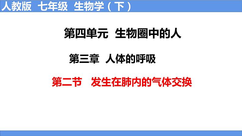 人教版生物七年级下册 4.3.2 发生在肺内的气体交换 同步课件+视频素材01