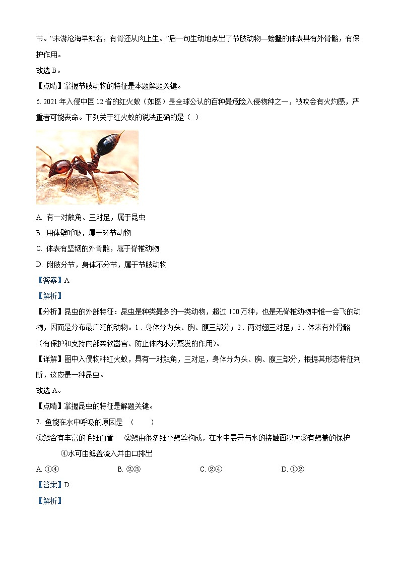 河南省南阳市邓州市2023-2024学年八年级上学期期中生物试题03