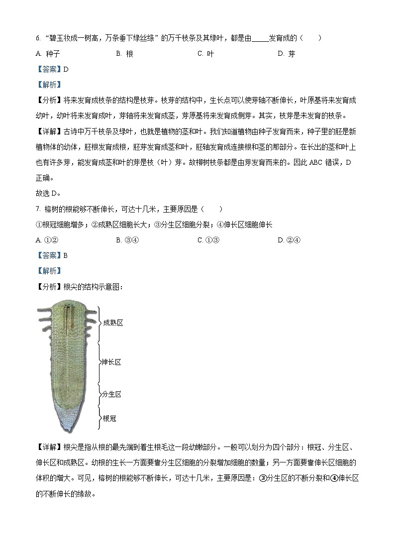 重庆市渝北区六校联盟2023-2024学年八年级上学期第一次月考生物试题03