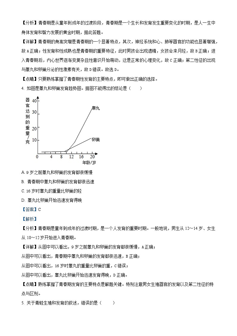广东省云浮市罗定市2020-2021学年八年级上学期期末生物试题（原卷+解析）02