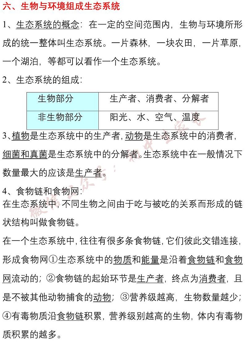 七年级生物上学期知识点清单第3页