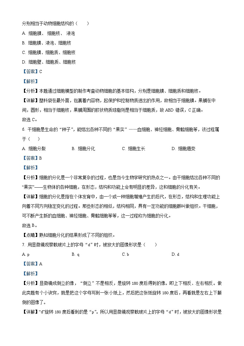 09，广东省湛江市第二十九中学2022--2023学年七年级上学期期末生物试题03