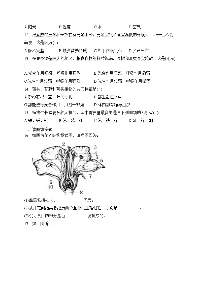山西省大同市平城区两校联考2023-2024学年七年级上学期12月月考生物试卷(含答案)第2页