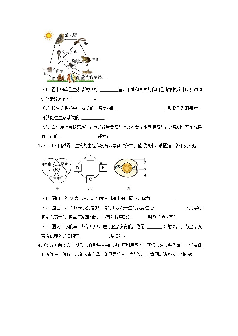 2023年安徽省亳州市中考生物模拟试卷第3页