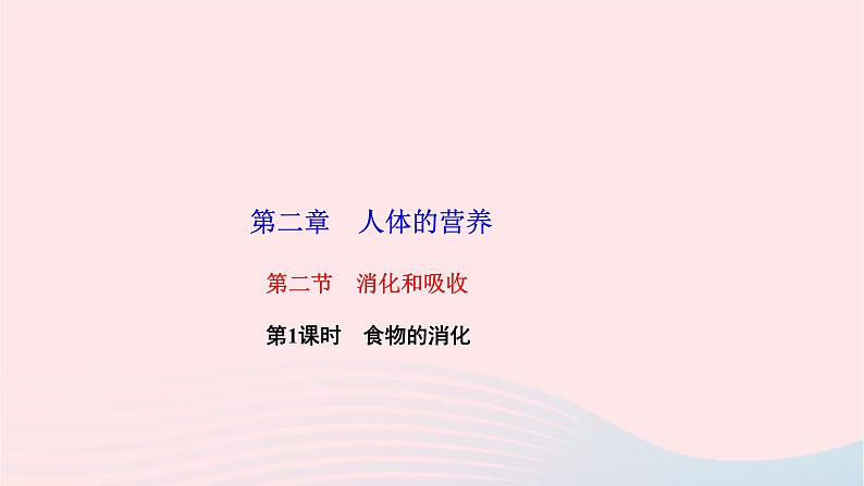 2024七年级生物下册第四单元生物圈中的人第二章人体的营养第二节消化和吸收第1课时食物的消化作业课件新版新人教版01