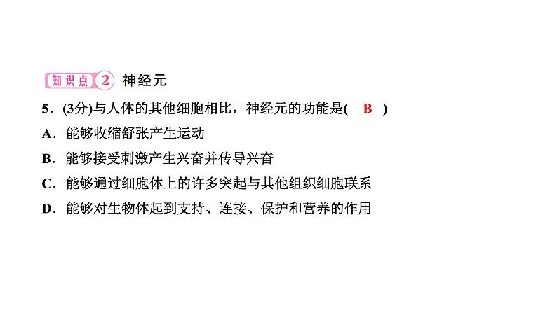 2024七年级生物下册第四单元生物圈中的人第六章人体生命活动的调节第二节神经系统的组成作业课件新版新人教版第7页