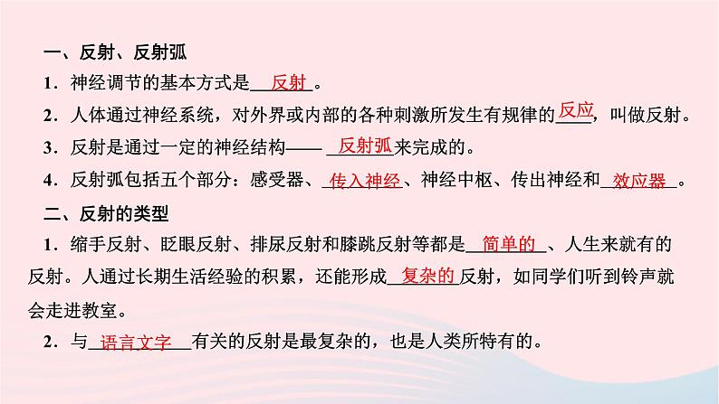2024七年级生物下册第四单元生物圈中的人第六章人体生命活动的调节第三节神经调节的基本方式作业课件新版新人教版第3页