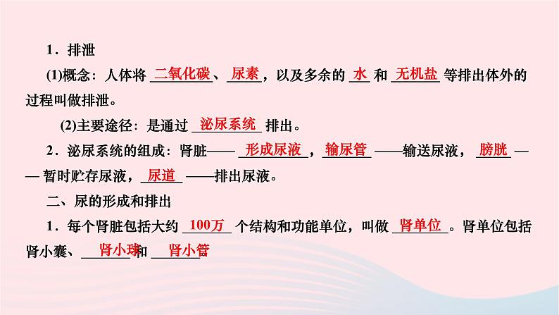2024七年级生物下册第四单元生物圈中的人第五章人体内废物的排出作业课件新版新人教版03