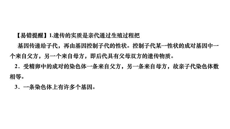 2024八年级生物下册第七单元生物圈中生命的延续和发展第二章生物的遗传与变异第二节基因在亲子代间的传递作业课件新版新人教版第7页