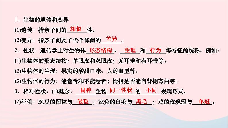 2024八年级生物下册第七单元生物圈中生命的延续和发展第二章生物的遗传与变异第一节基因控制生物的性状作业课件新版新人教版第2页