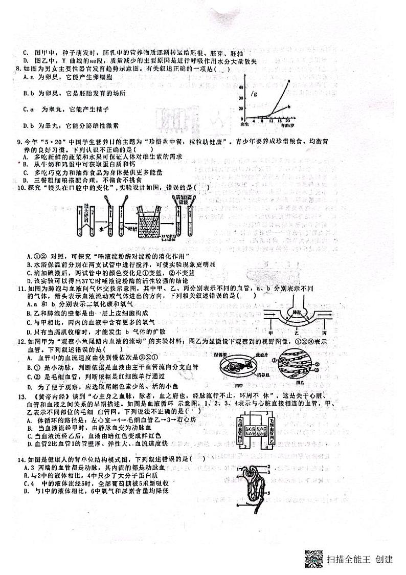 山东省德州市第九中学2023-2024学年八年级下学期开学生物试题第2页