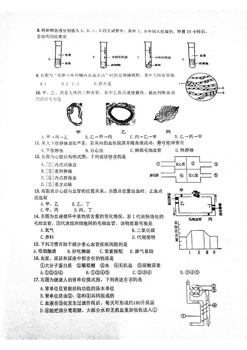 山东省济宁市第十三中学2023-2024学年七年级下学期开学学情调研生物试题02