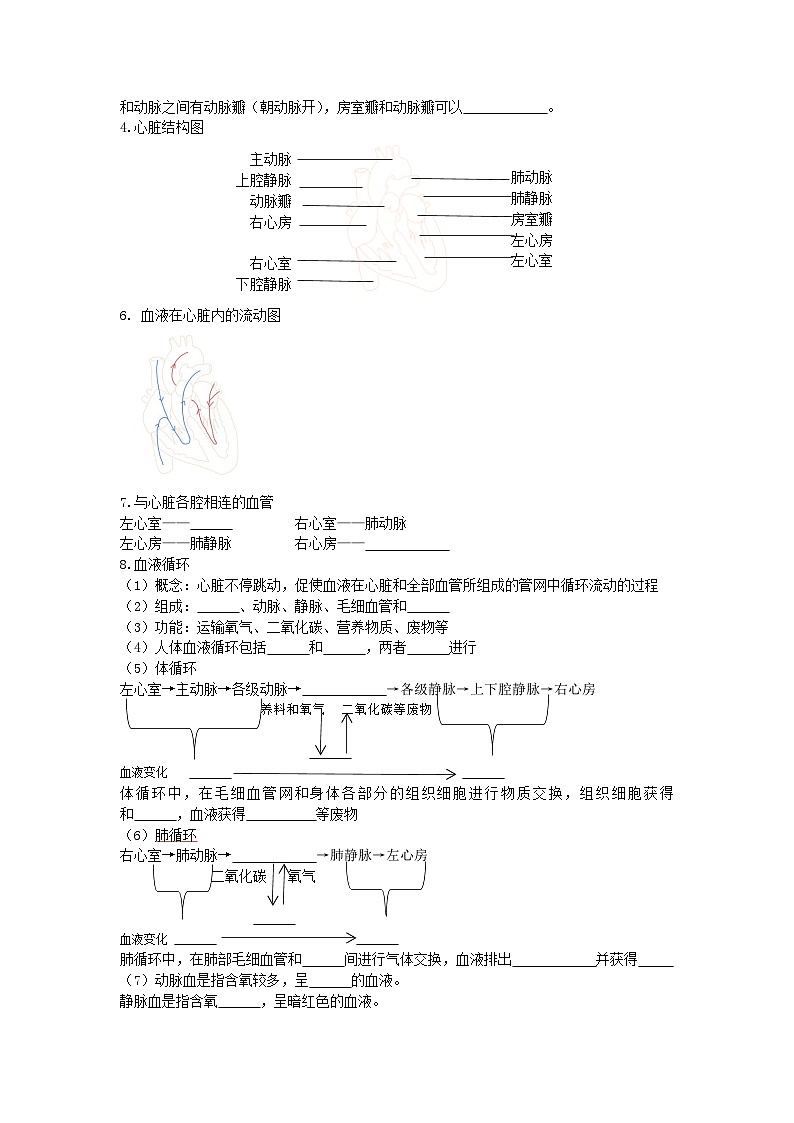 第十章 人体内的物质运输和能量供给-【必背知识】七年级生物必背知识清单（苏教版七下）03