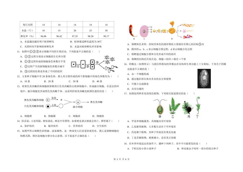 内蒙古鄂尔多斯市东胜区2023-2024学年七年级上学期期中生物试卷02