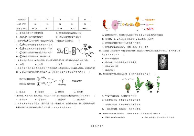内蒙古鄂尔多斯市东胜区2023-2024学年七年级上学期期中生物试卷02