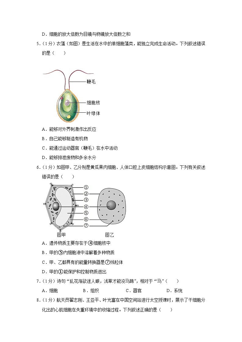 河南省平顶山市鲁山县2023-2024学年七年级上学期期末生物试卷02