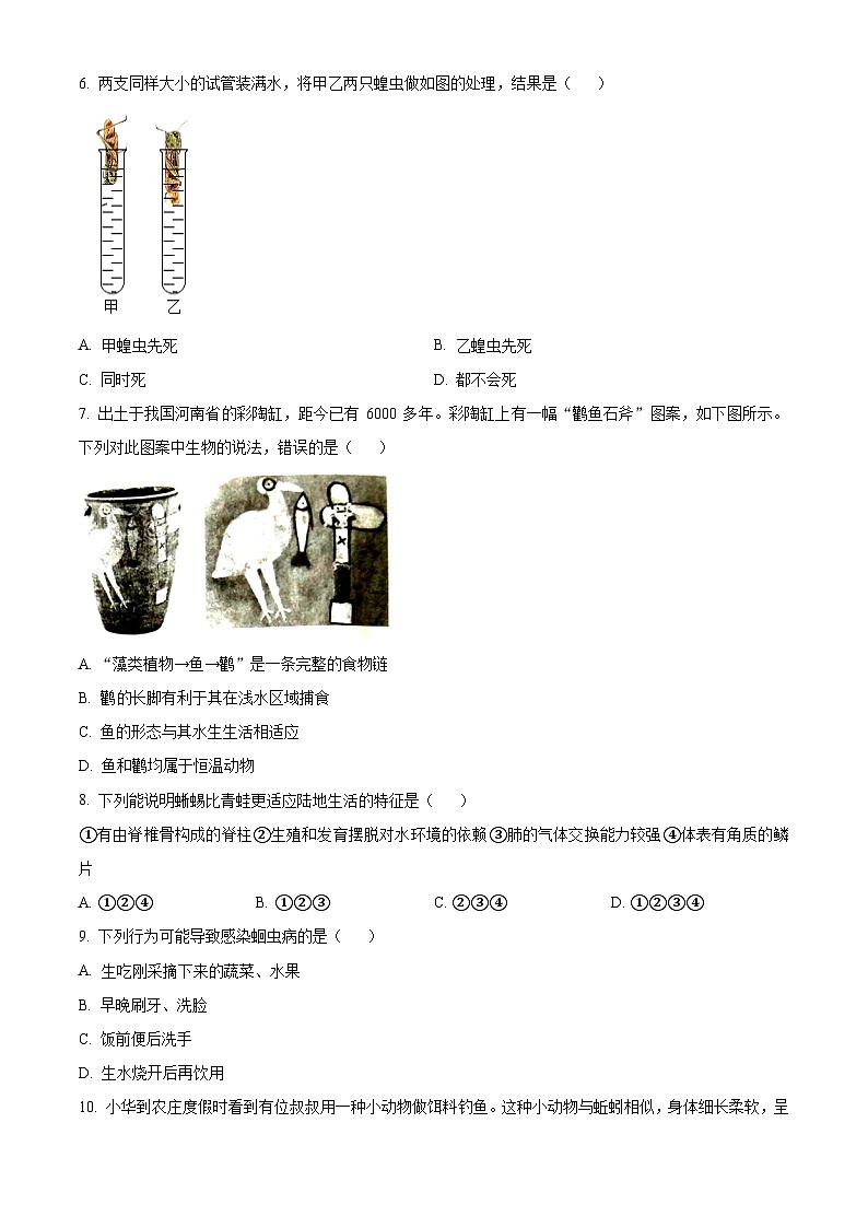 广东省广州市天河区2022-2023学年七年级上学期期末生物试题（原卷版+解析版）02