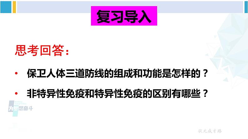 人教版八年级生物下册 第八单元 健康地生活第二课时 免疫的功能与计划免疫、艾滋病（课件）02