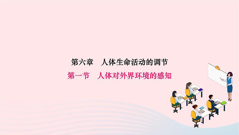 2024七年级生物下册第四单元生物圈中的人第六章人体生命活动的调节第一节人体对外界环境的感知作业课件新版新人教版 (1)第1页