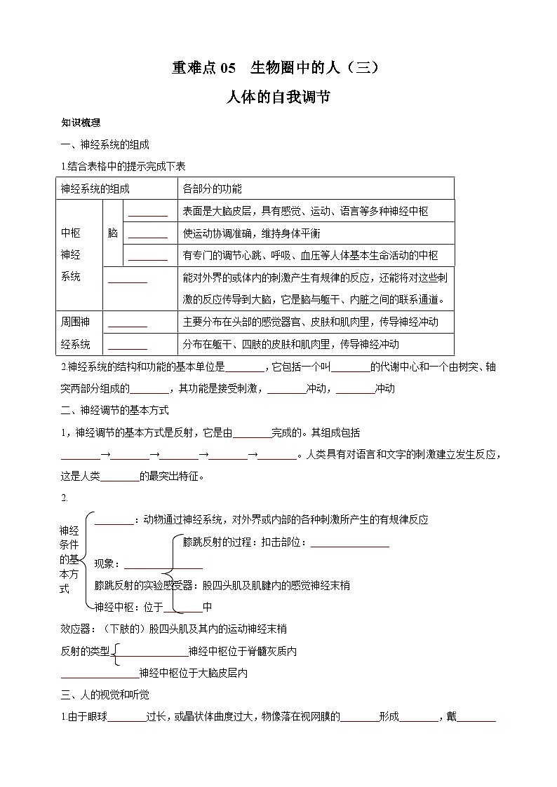 05 生物圈中的人（三）-中考生物练习（附答案和解析）第1页