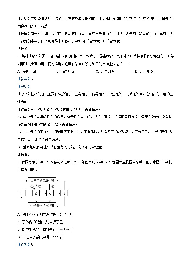 2023年广东省东莞市八年级中考三模生物试题第3页