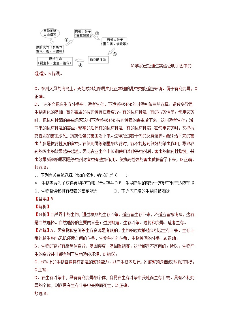 人教版八年级下册生物7.3.3 生物进化的原因（分层练）（解析版）02