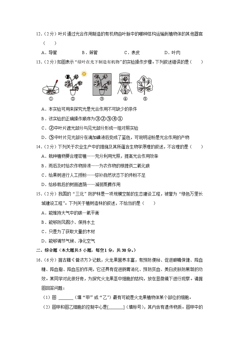 153，广西南宁市2023-2024学年七年级上学期期末生物试卷第3页