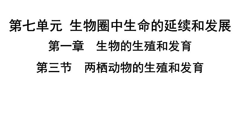 人教版生物八年级下册 第七单元第一章第三节两栖动物的生殖和发育课件第1页