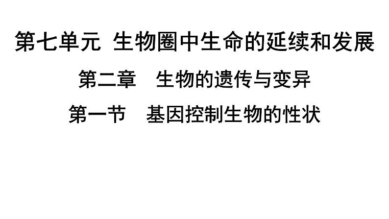 人教版生物八年级下册 第七单元第二章第一节基因控制生物的性状课件01