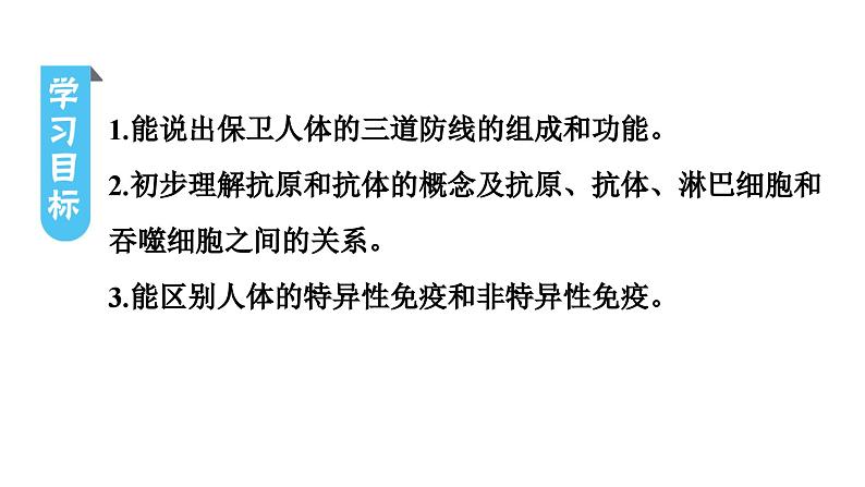 人教版生物八年级下册 第八单元第一章 第二节免疫与计划免疫 第一课时人体的三道防线与免疫类型课件03