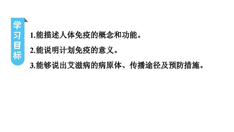 人教版生物八年级下册 第八单元第一章 第二节免疫与计划免疫 第二课时免疫的功能、计划免疫、艾滋病课件第3页