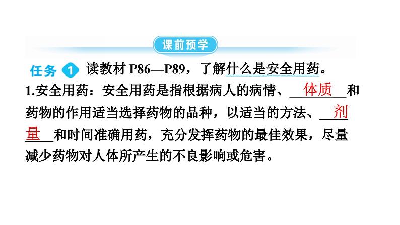 人教版生物八年级下册 第八单元第二章用药与急救课件第4页