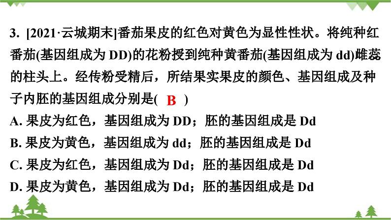 人教版生物八年级下册 第7单元  第2章  第3节   基因的显性和隐性习题课件04