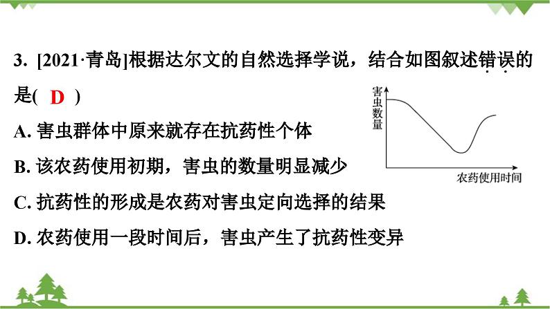 人教版生物八年级下册 第7单元  第3章  第3节   生物进化的原因习题课件04