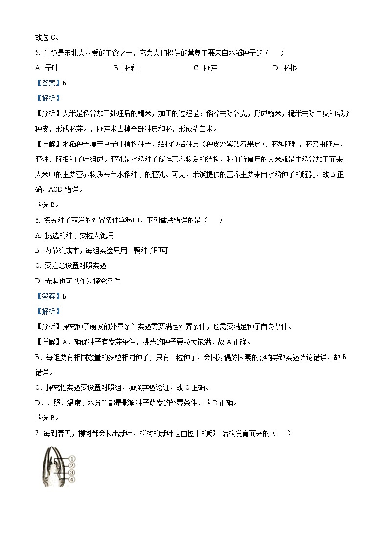 辽宁省沈阳市浑南区2023-2024学年七年级上学期期末生物试题03