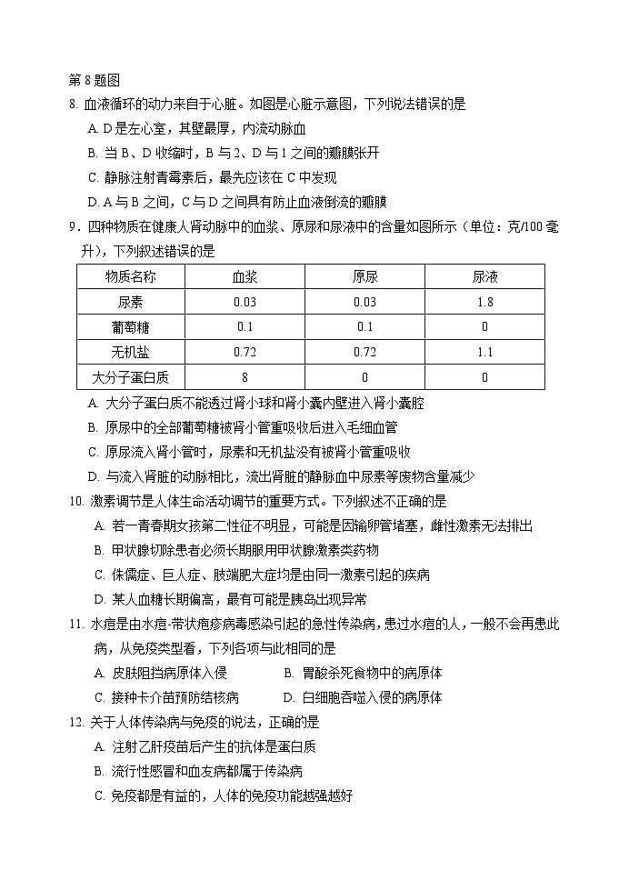 山东省菏泽市巨野县2023-2024学年九年级上学期期末考试生物试题03