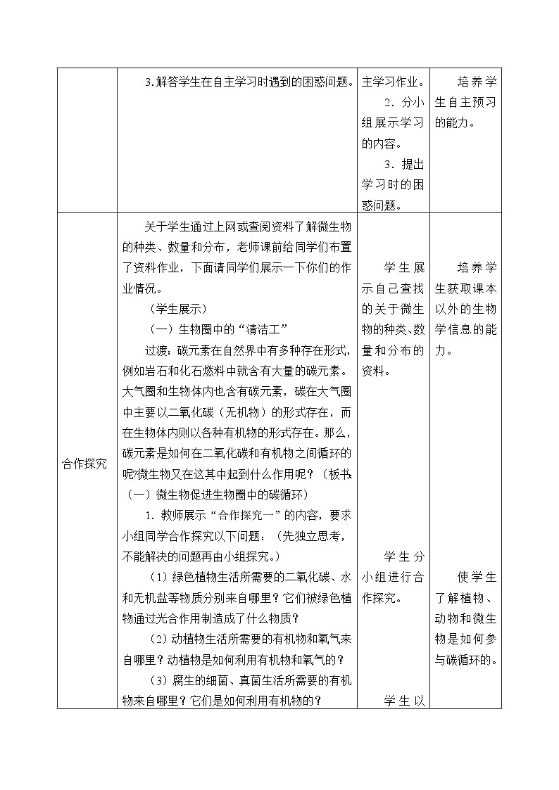 济南版生物七年级上册 第二单元第三章第四节微生物在生物圈中的作用_教案02