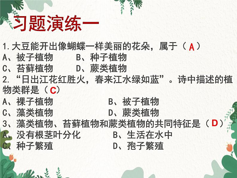 济南版生物七年级上册 第二单元第一章 生物圈中的绿色植物复习课件第7页