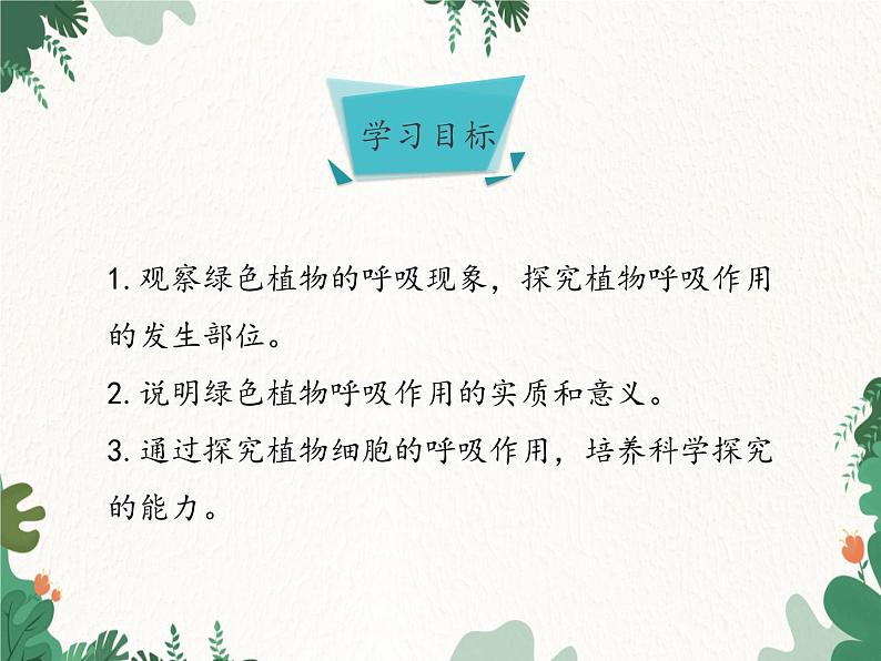 济南版生物七年级上册 第二单元第一章第四节绿色植物的呼吸作用课件03