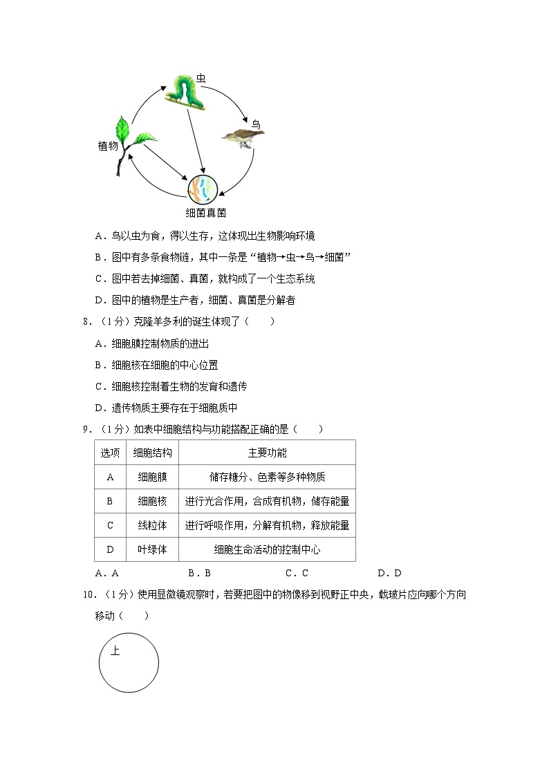 2022-2023学年广西梧州十六中七年级（上）期中生物试卷(含答案）02