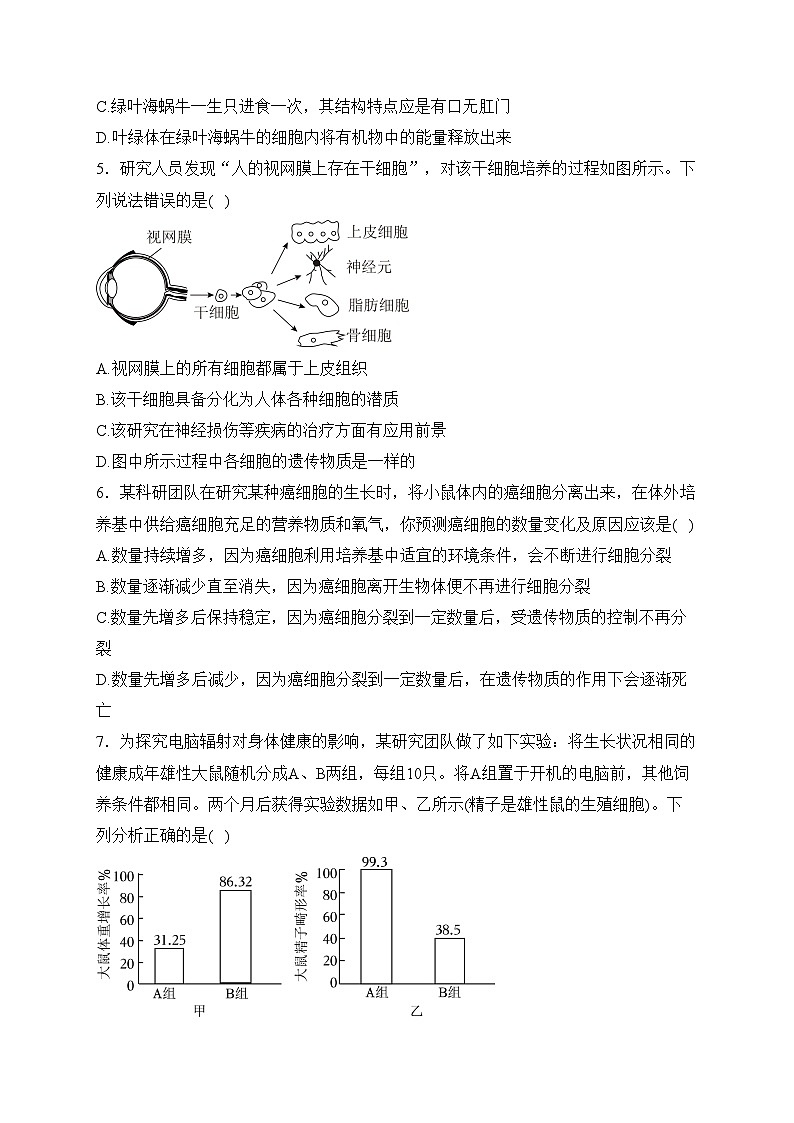 山东省潍坊市寿光市2023-2024学年七年级上学期期末考试生物试卷(含答案)第2页