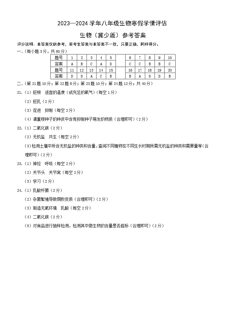 生物参考答案第1页