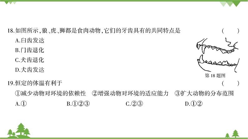 人教版生物八年级上册 第五单元第一章综合测试课件08