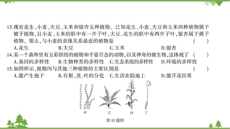 人教版生物八年级上册 第六单元综合测试课件07