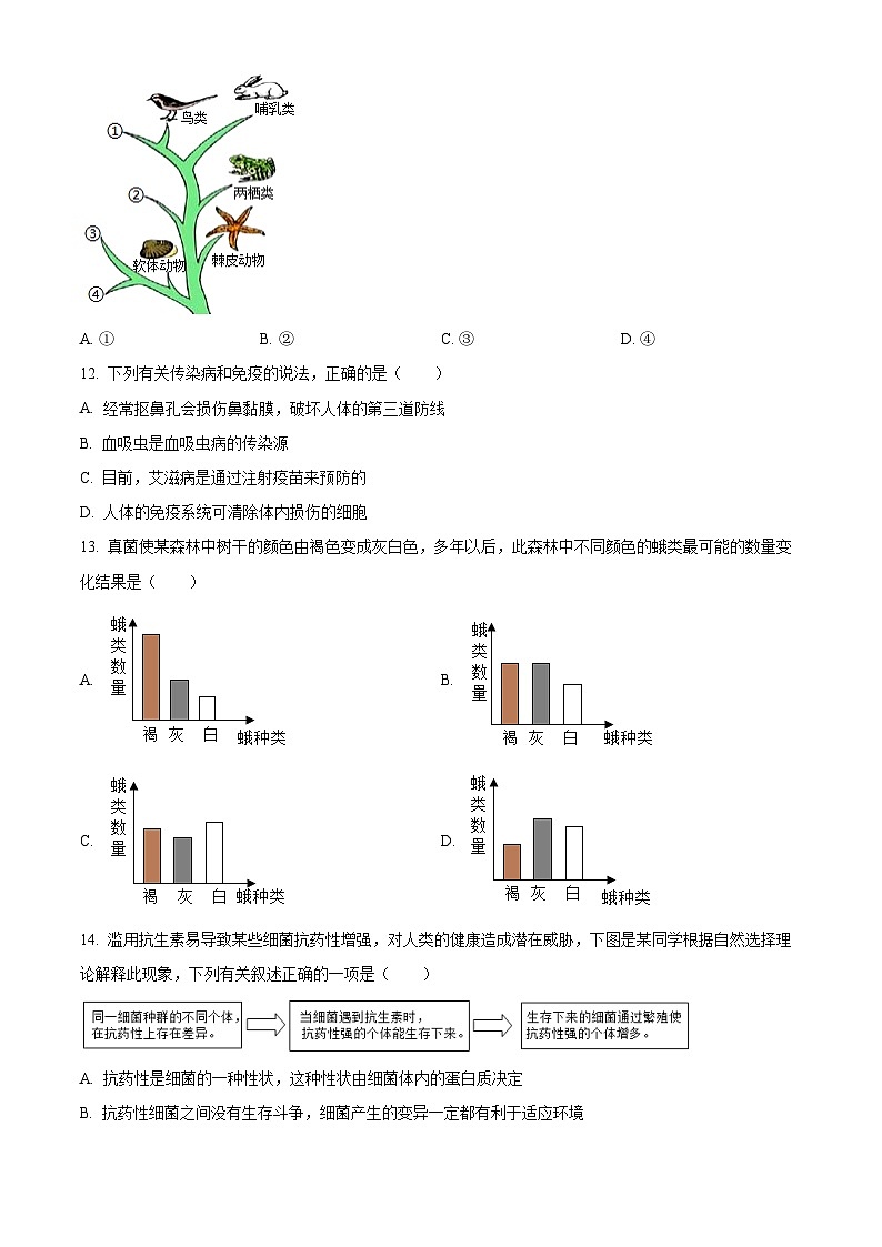 陕西省西安市高新第二初级中学2023-2024学年八年级下学期开学考生物试题（原卷版+解析版）03